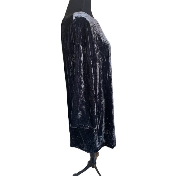 Adrienne Vittadini Whimseygoth Fairy Black Crushed Velvet Tunic Dress Minimalist - Picture 3 of 10